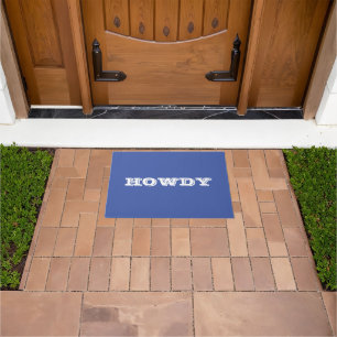 Alfombra de bienvenida "Howdy" o nombre, azul y bl
