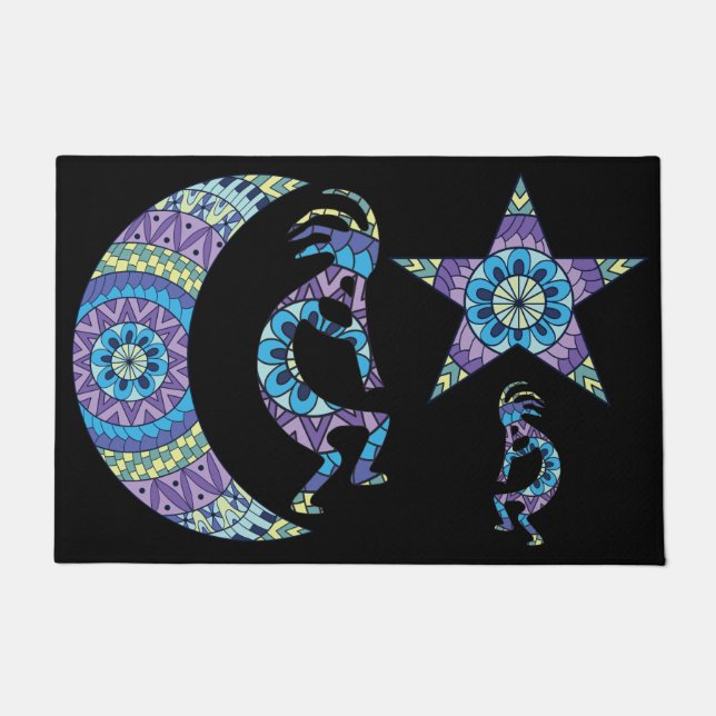 Alfombra de bienvenida Mandala Luna Estrella Kokop (Anverso)