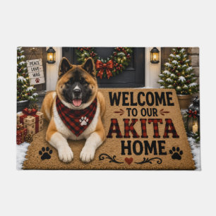 Alfombra de bienvenida Navideña para casa de Akita