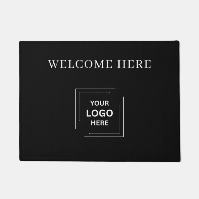 Alfombra de bienvenida negra con logotipo de empre (Anverso)