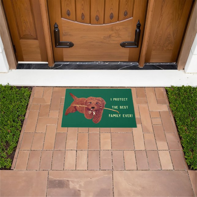 Alfombra de bienvenida perro dorado verde (Exterior)