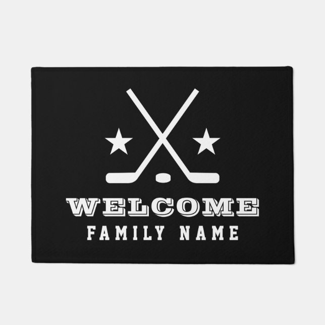 Alfombra de bienvenida personalizada con palos de  (Anverso)
