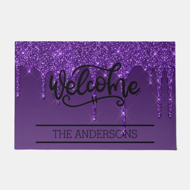 Alfombra de bienvenida personalizada con purpurina (Anverso)