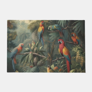 Alfombra de bienvenida vintage de guacamayo y jung