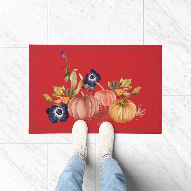 Alfombra de calabazas y flores de otoño (Interior)