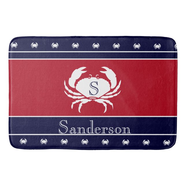 Alfombra de cocina de cangrejo negro rojo monogram (Anverso)