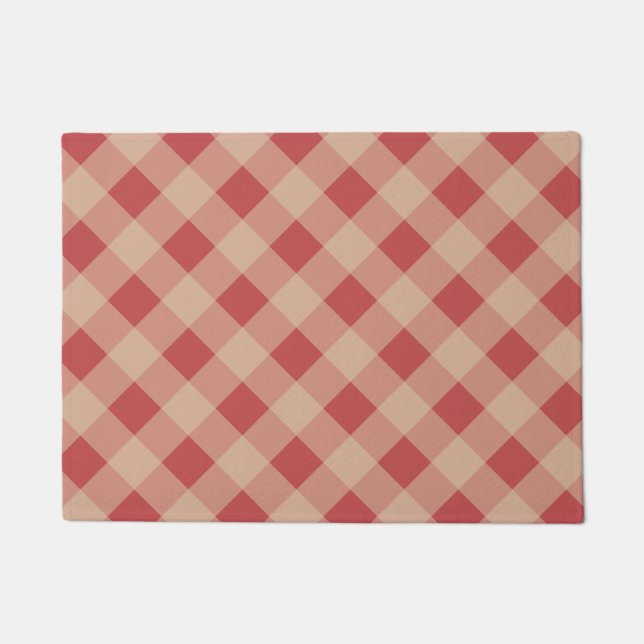 Alfombra de cocina de gingham roja campestre (Anverso)