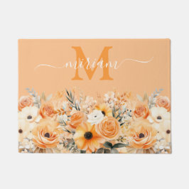 Alfombra de Cocina de Lujo: Flores Naranja Melocot
