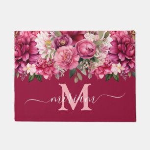 Alfombra de Cocina de Lujo: Flores Rosa Brillante