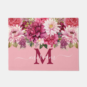 Alfombra de cocina de lujo: flores rosadas brillan