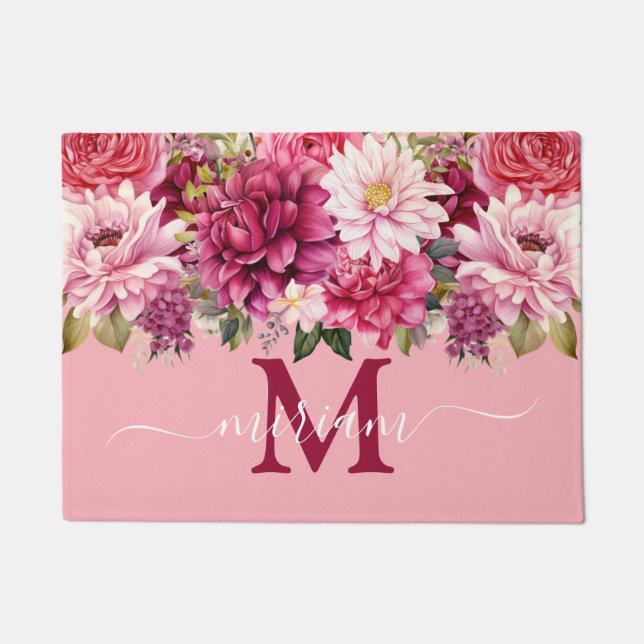 Alfombra de cocina de lujo: flores rosadas brillan (Anverso)