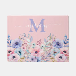 Alfombra de Cocina de Lujo: Flores Rosas y Azules