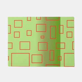 Alfombra de entrada con diseño geométrico verde de