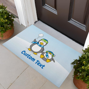 Alfombra de entrada de pingüinos lanzando bolas de