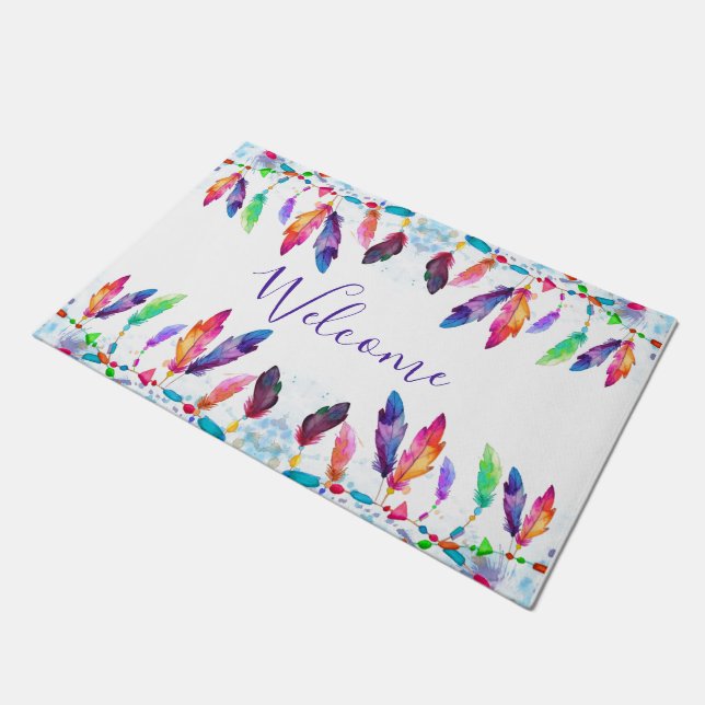 Alfombra de entrada personalizada con plumas boho (Angular)