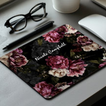 Alfombra de escritorio con monograma floral de ros