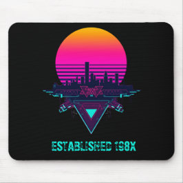 Alfombra de escritorio de ciudad retro synthwave d