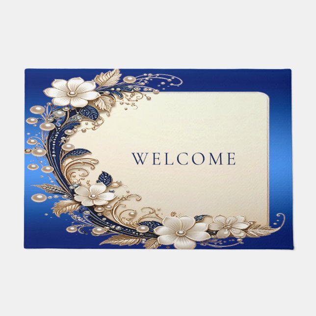 Alfombra de flores azules y blancas (Anverso)