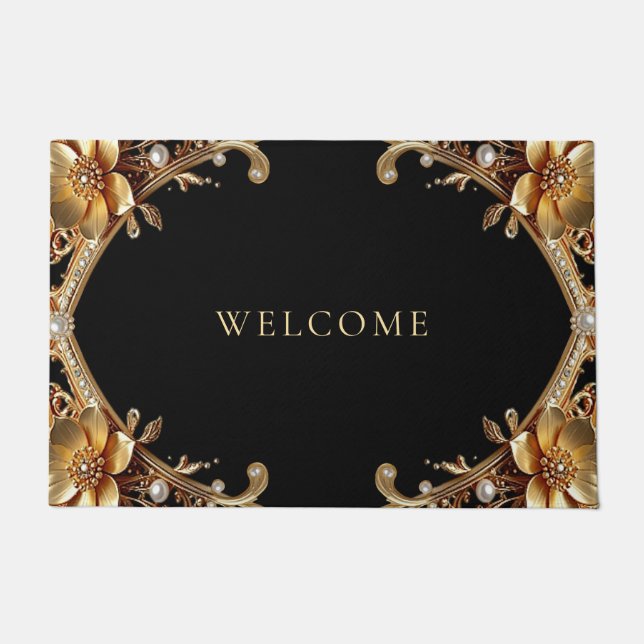 Alfombra de flores decorativas doradas (Anverso)