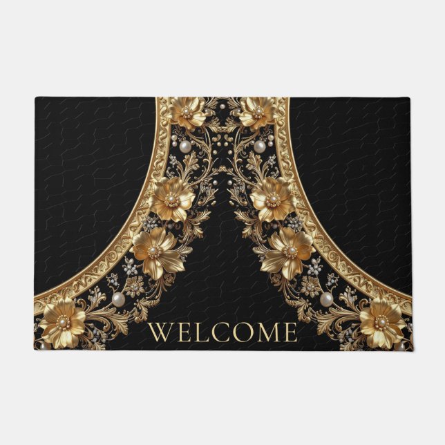 Alfombra de flores ornamentales doradas (Anverso)
