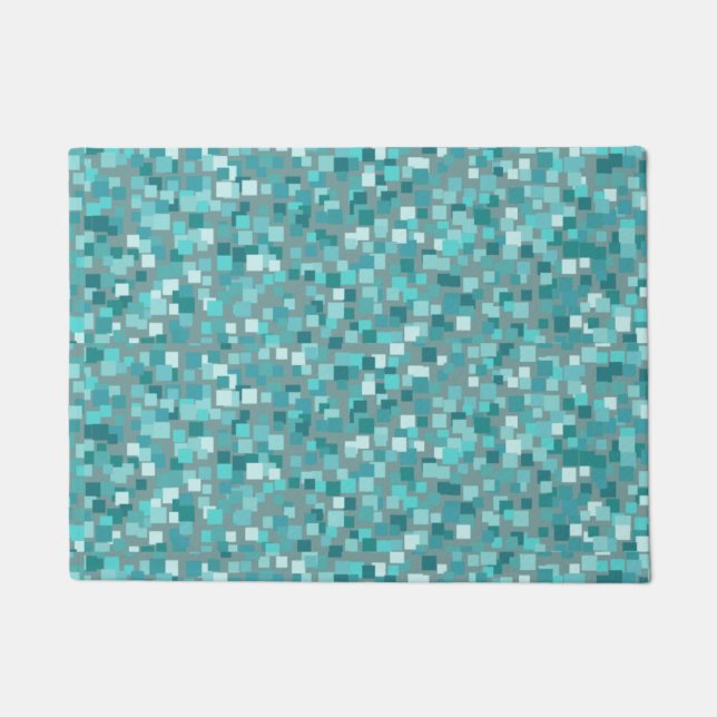 Alfombra de mosaico turquesa retro Alfombrilla  (Anverso)
