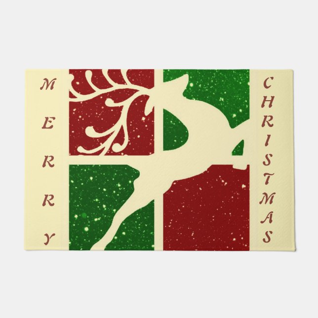 Alfombra de Navidad de ciervos con arte pop (Anverso)