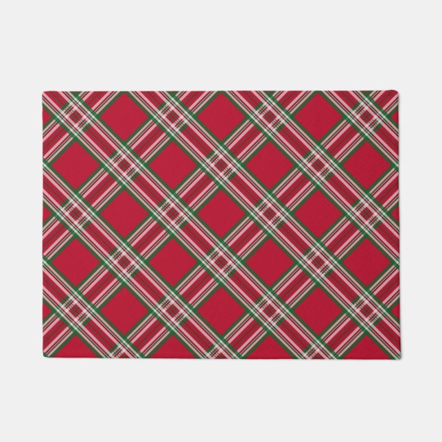Alfombra de Navidad de Cuadros Rojos (Anverso)