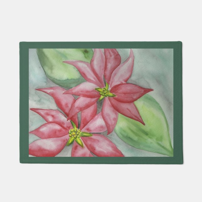 Alfombra de Navidad Retro Poinsettias (Anverso)