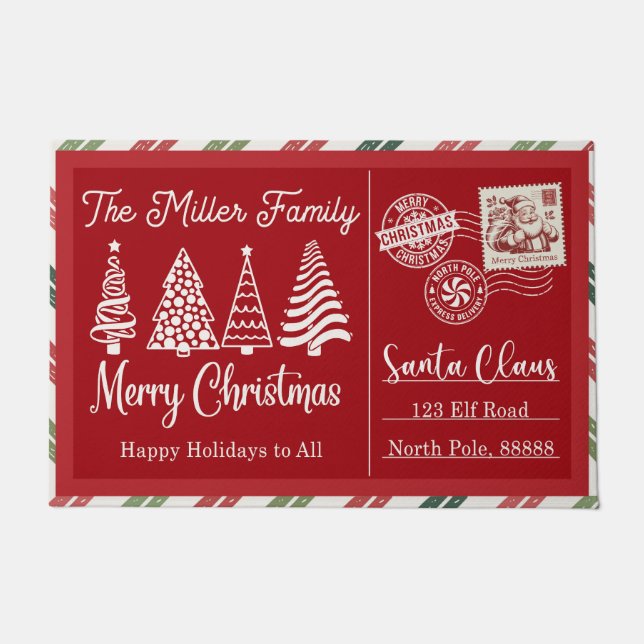 Alfombra de Navidad "Santa Stop Here" – Divertida  (Anverso)