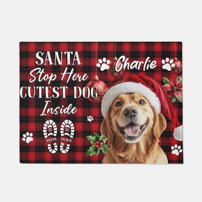 Alfombra de Navidad Santa Stop Here – Divertida Fe (Anverso)