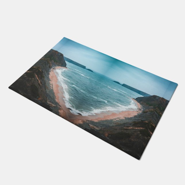 Alfombra de paisaje de playa de cala costera (Angular)