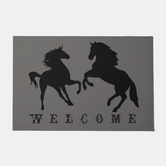 Alfombra de Pareja Caballo Negro - Colores Persona (Anverso)