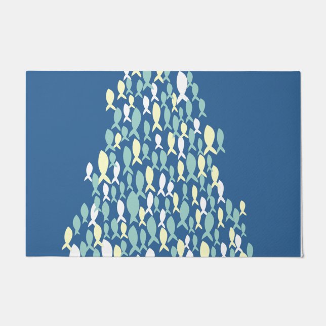 Alfombra de patrón de pez azul, nueva alfombra de  (Anverso)