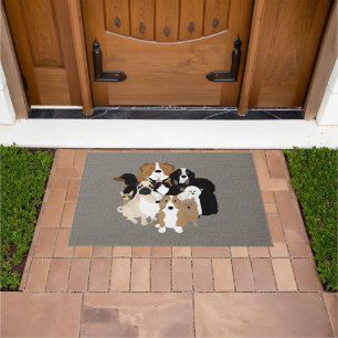 Alfombra de perros, gato, pollo