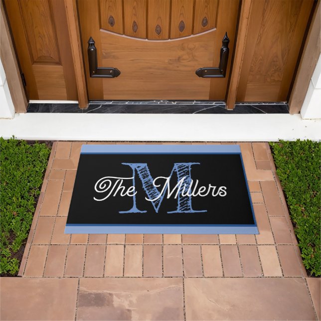 Alfombra de puerta azul personalizada (Exterior)