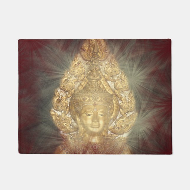 alfombra de puerta buda dorado en rojo oscuro (Anverso)