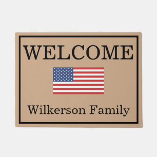 Alfombra de puerta con nombre de familia de bander