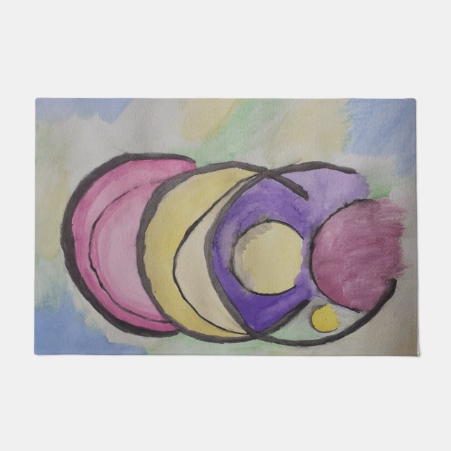 Alfombra de puerta de arte de planetas abstractos (Anverso)