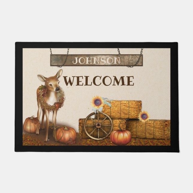 Alfombra de puerta de otoño personalizada (Anverso)