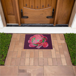 Alfombra de puerta de rosa suculenta rosa y verde