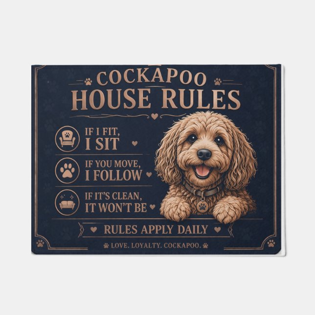 Alfombra de puerta divertida con reglas de la casa (Anverso)