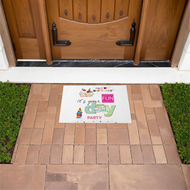 Alfombra de puerta Feliz Cumpleaños Cupcake DIVERT (Exterior)