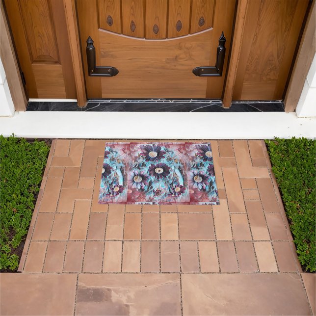 Alfombra de puerta floral morada vintage (Exterior)