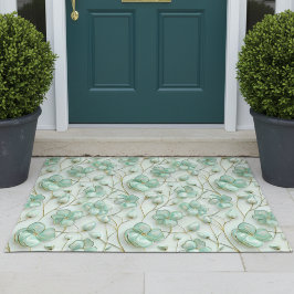 Alfombra de puerta floral verde elegante