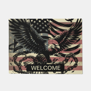 Alfombra de puerta patriótica águila calva bandera