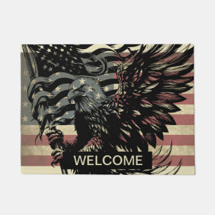 Alfombra de puerta patriótica águila calva bandera