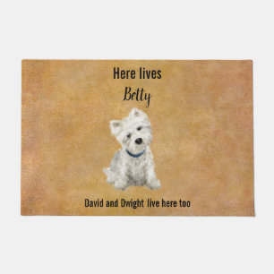 Alfombra de puerta Westie linda personalizable