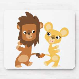 Alfombra de ratón bailando león y leona de dibujos