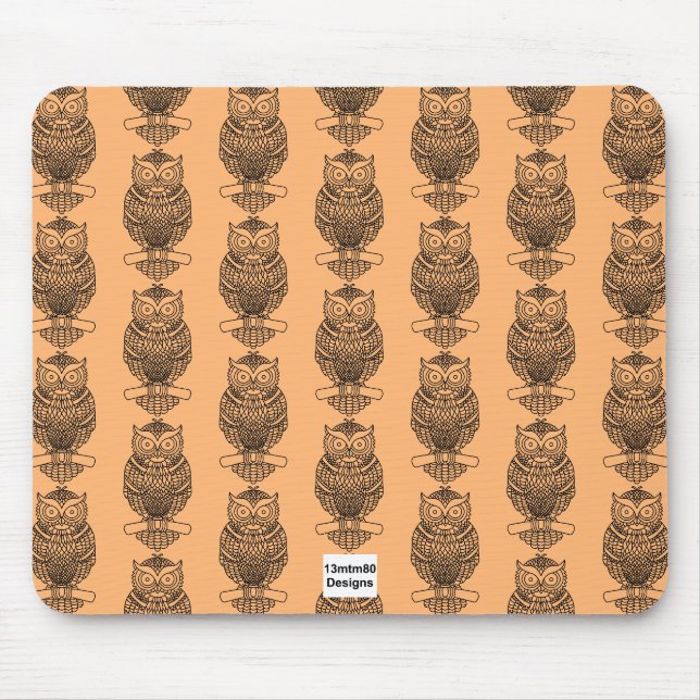 Alfombra de ratón - Búho (naranja patrón) (Frente)