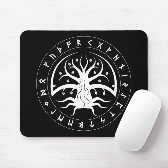 Alfombra de ratón Círculo de Runas Yggdrasil (Con ratón)